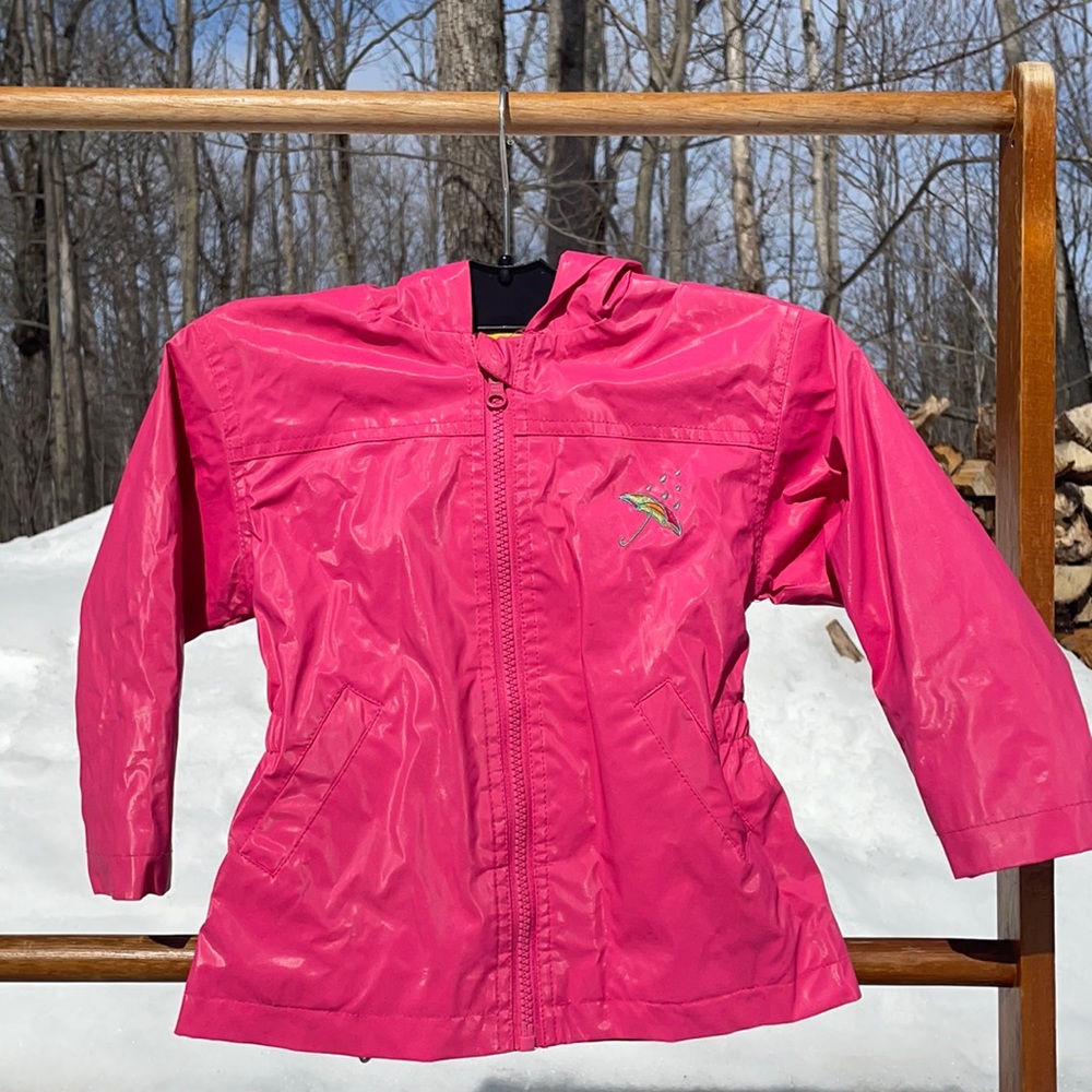 Girls Sportek Pink Raincoat 3T Jacket Zippered Coat Toddler Children